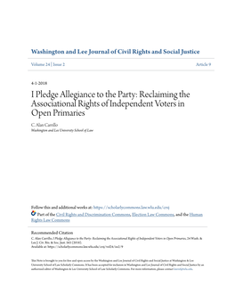 Reclaiming the Associational Rights of Independent Voters in Open Primaries C