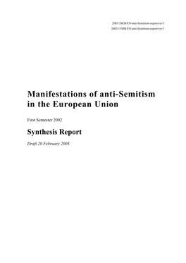 Manifestations of Anti-Semitism in the European Union