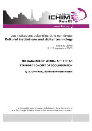 The Database of Virtual Art: for an Expanded Concept of Documentation