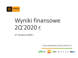 Wyniki Finansowe 2Q'2020 R