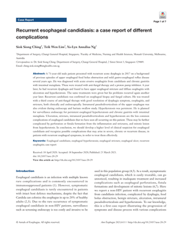 Recurrent Esophageal Candidiasis: a Case Report of Different Complications