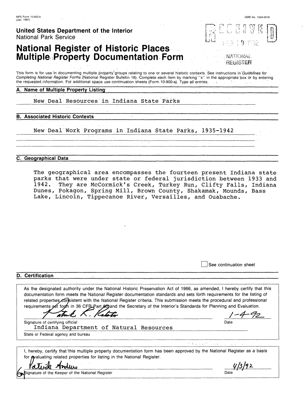 National Register of Historic Places Multiple Property Documentation Form R - R