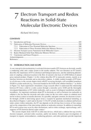 Electron Transport and Redox Reactions in Solid-State Molecular Electronic Devices 207