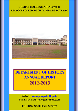 Department of History Annual Report 2012 -2013