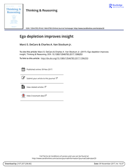 Ego Depletion Improves Insight