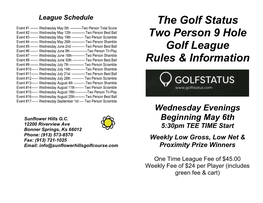 2021 Golfstatus League Registration Form