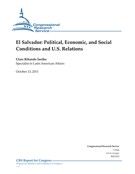 El Salvador: Political, Economic, and Social Conditions and U.S