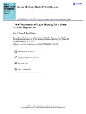 The Effectiveness of Light Therapy for College Student Depression