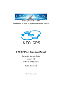 INTO-CPS Tool Chain User Manual