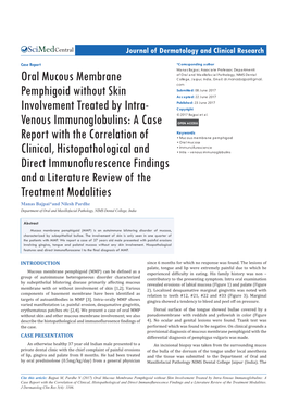 Oral Mucous Membrane Pemphigoid Without Skin Involvement Treated