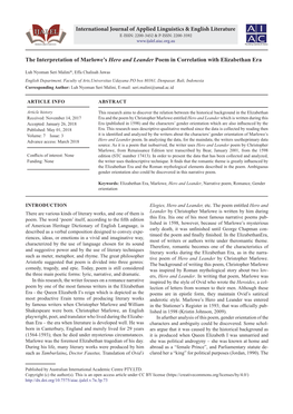 The Interpretation of Marlowe's Hero and Leander Poem in Correlation