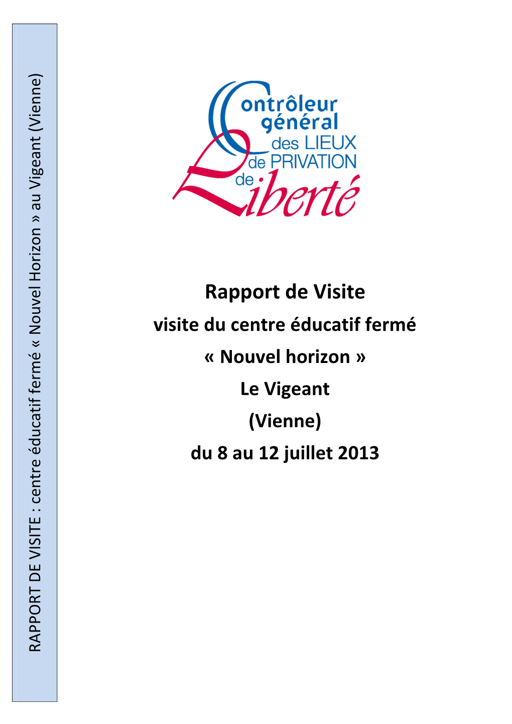 Rapport De Visite Du Centre Éducatif Fermé De