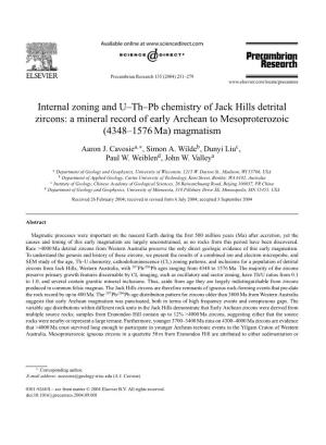 Internal Zoning and U–Th–Pb Chemistry of Jack Hills Detrital Zircons: a Mineral Record of Early Archean to Mesoproterozoic (4348–1576 Ma) Magmatism