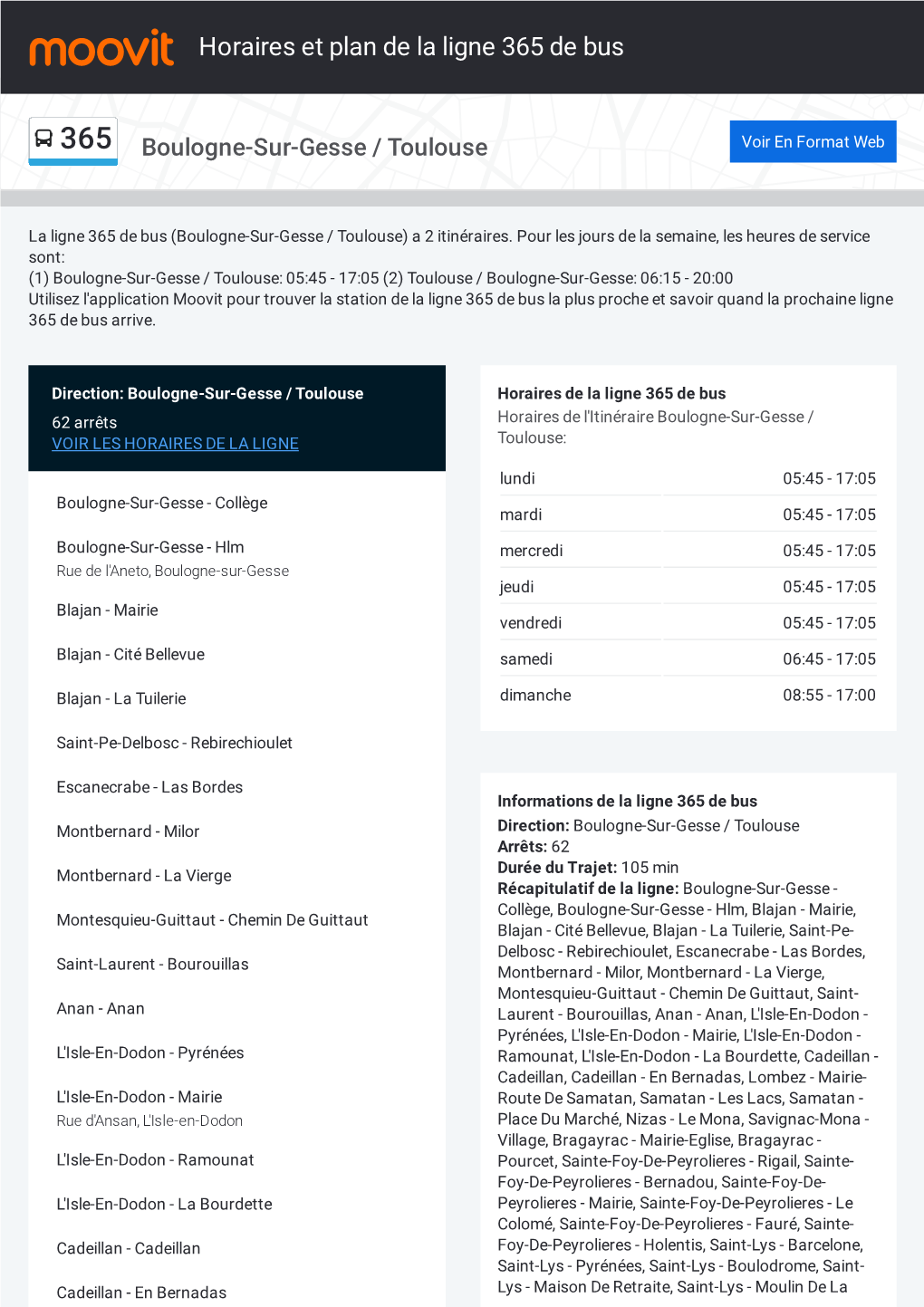 Horaires Et Trajet De La Ligne 365 De Bus Sur Une Carte - DocsLib