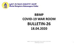 Bbmp Covid-19 War Room Bulletin-8 31.03.2020