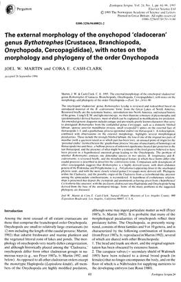 The External Morphology of the Onychopod