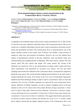 Environmental Implications of Heavy Metal Concentration In