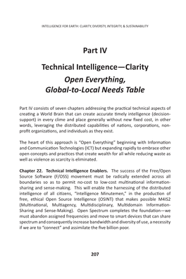 Part IV Technical Intelligence—Clarity Open Everything, Global-To-Local Needs Table