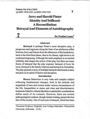Jerry and Harold Pinter Identity and Selfhood