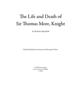 The Life and Death of Sir Thomas More, Knight
