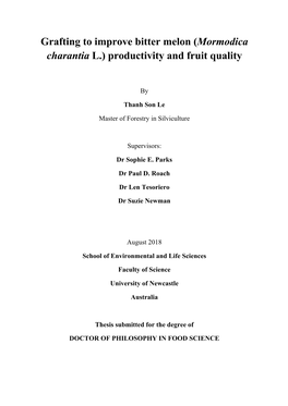 Grafting to Improve Bitter Melon (Mormodica Charantia L.) Productivity and Fruit Quality