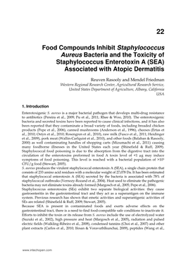 Food Compounds Inhibit Staphylococcus Aureus Bacteria and the Toxicity of Staphylococcus Enterotoxin a (SEA) Associated with Atopic Dermatitis