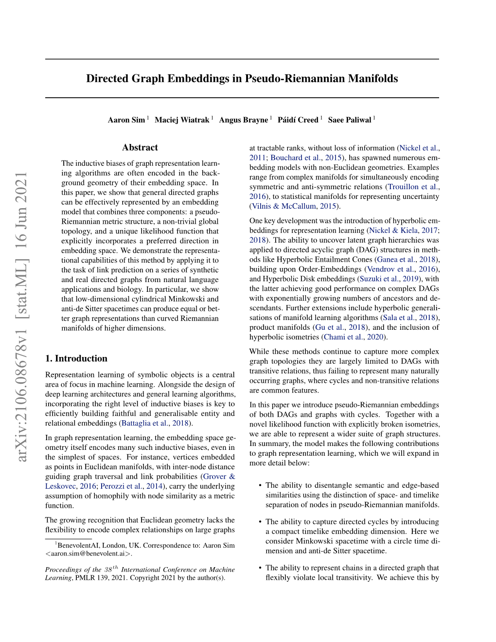 Directed Graph Embeddings in Pseudo-Riemannian Manifolds