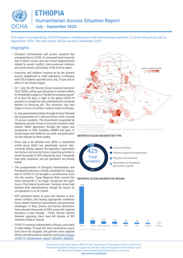 ETHIOPIA Humanitarian Access Situation Report July - September 2020