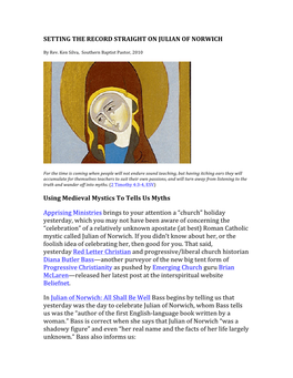 Setting the Record Straight on Julian of Norwich
