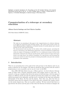 Computerization of a Telescope at Secondary Education