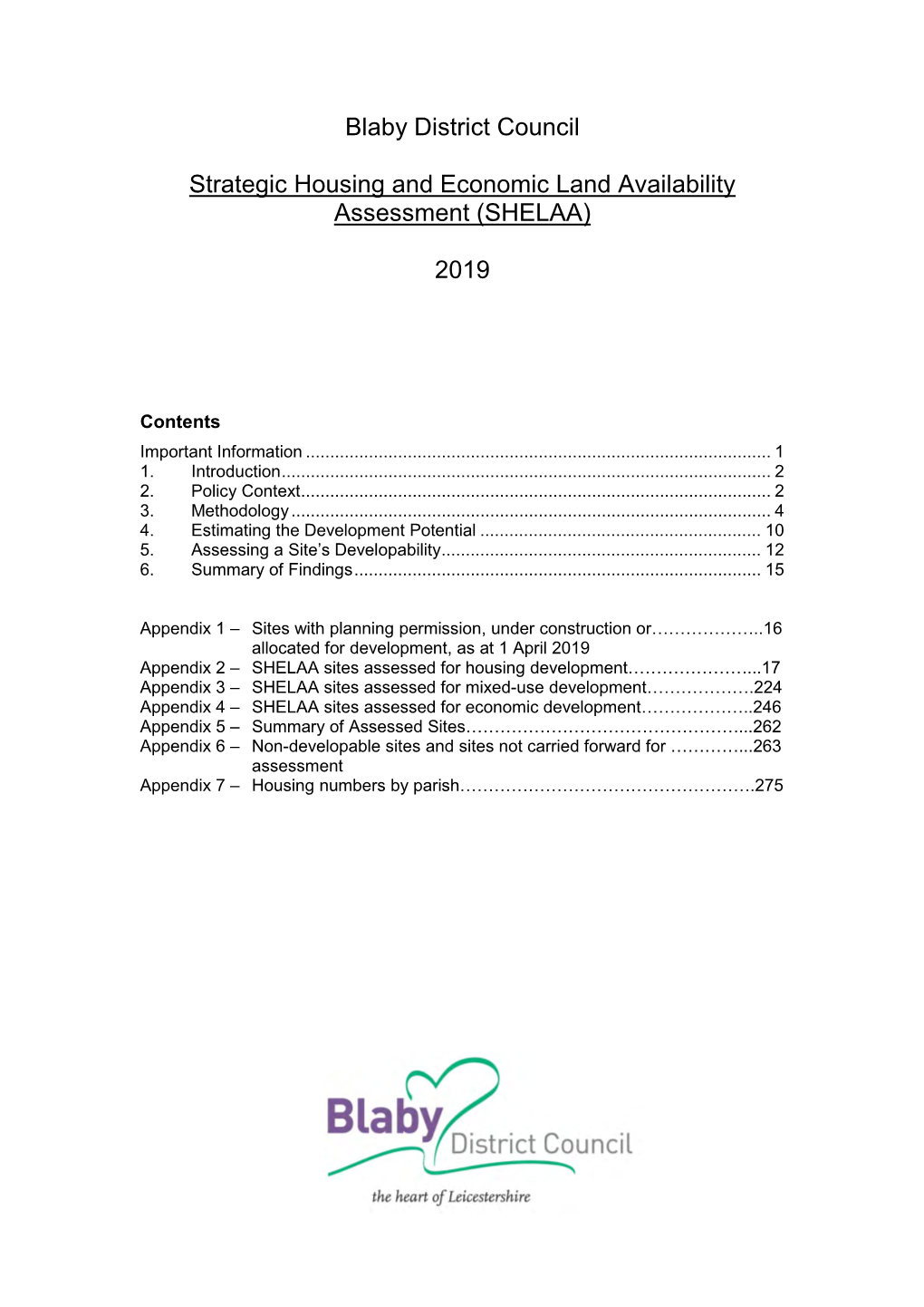 Strategic Housing and Economic Land Availability Assessment 2019