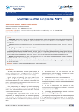 Anaesthesia of the Long Buccal Nerve