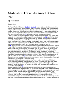 Mishpatim the Angel God Sent Blum