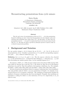 Reconstructing Permutations from Cycle Minors