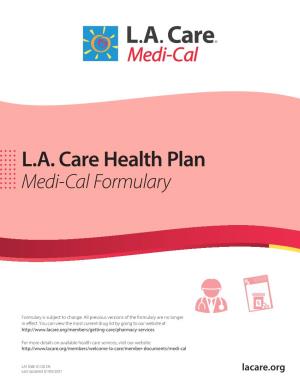 January 2021 L.A. Care Health Plan Medi-Cal Formulary