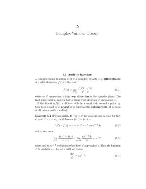 5 Complex-Variable Theory