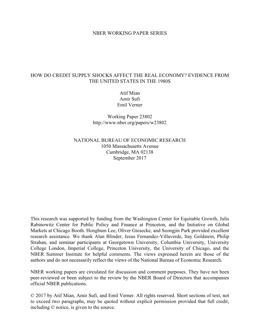 How Do Credit Supply Shocks Affect the Real Economy? Evidence from the United States in the 1980S