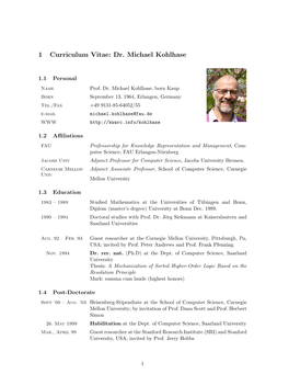 1 Curriculum Vitae: Dr. Michael Kohlhase