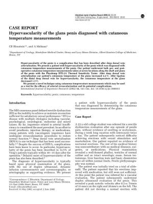 CASE REPORT Hypervascularity of the Glans Penis Diagnosed with Cutaneous Temperature Measurements