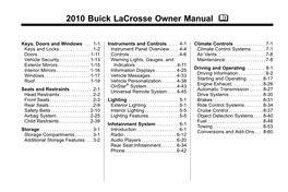 2010 Buick Lacrosse Owner Manual M