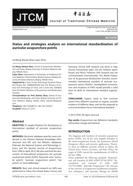 Status and Strategies Analysis on International Standardization of Auricular Acupuncture Points