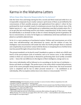 Karma in the Mahatma Letters Karma in the Mahatma Letters