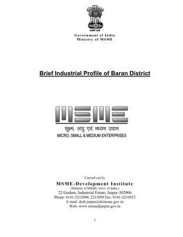 Brief Industrial Profile of Baran District