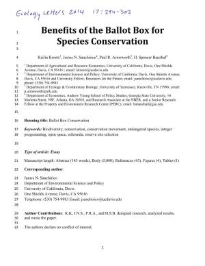 Benefits of the Ballot Box for Species Conservation