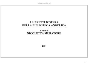 I Libretti D'opera Della Biblioteca Angelica Nicoletta Muratore