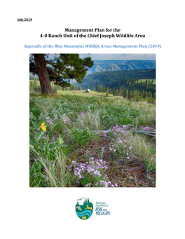 Appendix-Management Plan for the 4-0 Ranch Unit of the Chief