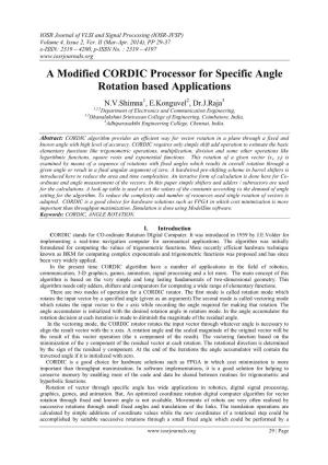 A Modified CORDIC Processor for Specific Angle Rotation Based Applications