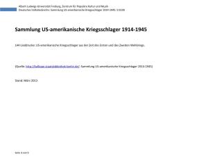 Sammlung US-Amerikanische Kriegsschlager 1914-1945: S 0228