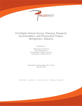 Civil Rights Historic Survey, Planning, Research, Documentation, and Preservation Project, Montgomery, Alabama