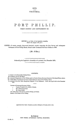 Port Phillip, First Survey and Settlement Of